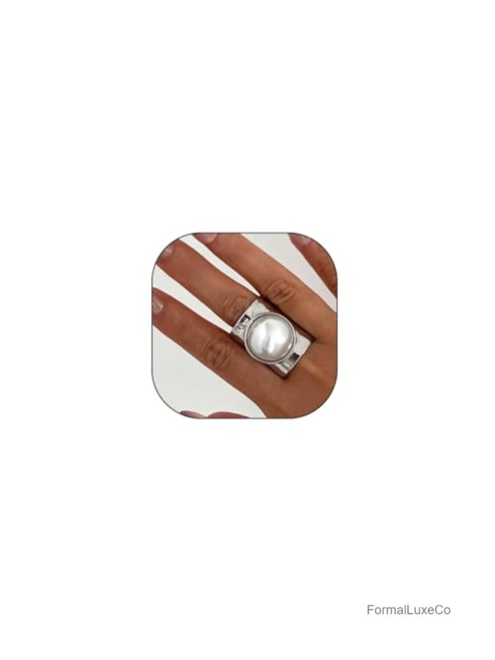 Chunky Gold White Pearl Statement Knuckle Ring for Women - Alloy Steel, Vintage